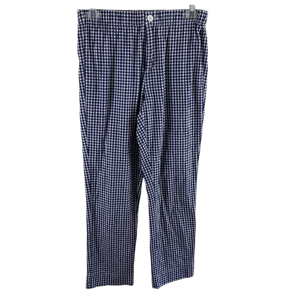 John Galt California Blue White Checkered Elastic Waist Cotton Cropped‎ Pants S